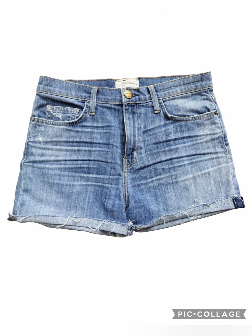 Current/Elliott The Bicycle Short Distressed Denim 5 Pckt Blue Jean Shorts Sz 29